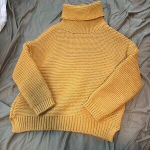 Blushing Heart Chunky Knit Turtleneck Sweater – Mustard Yellow – S/M